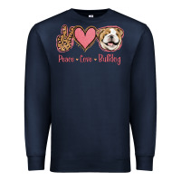 Navy Peace Love Bulldog Premium Sweatshirt - Jasminsmagicworld