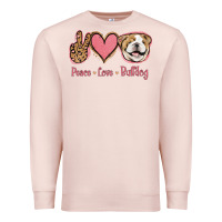 Pale Pink Peace Love Bulldog Premium Sweatshirt - Jasminsmagicworld
