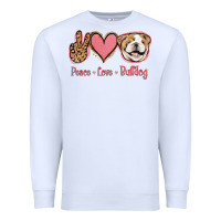 White Peace Love Bulldog Premium Sweatshirt - Jasminsmagicworld