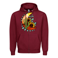 Burgundy turquoise desert moon Zipper Hoodie - Jasminsmagicworld