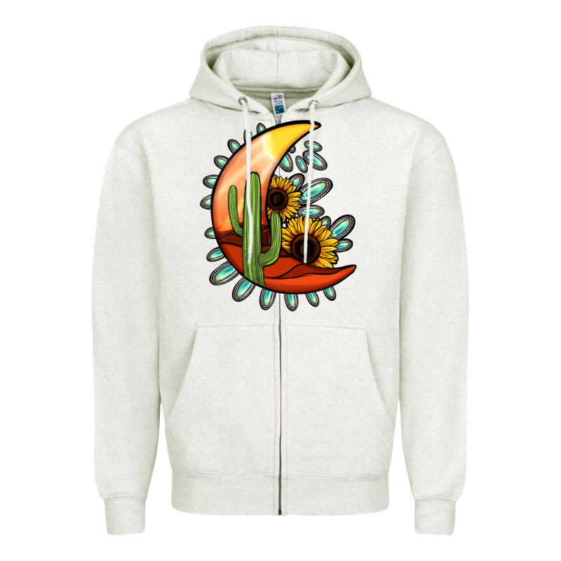 Turquoise Desert Moon Zipper Hoodie by Jasminsmagicworld | Teevron