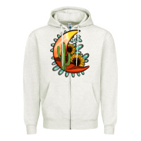 Oatmeal Heather turquoise desert moon Zipper Hoodie - Jasminsmagicworld