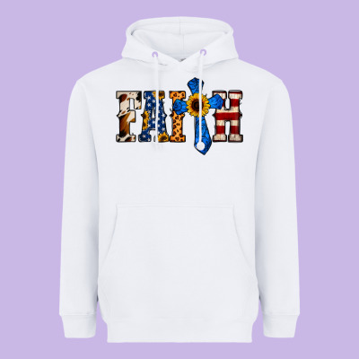 American Flag Faith Heavyweight Hoodie Designed By Jasminsmagicworld