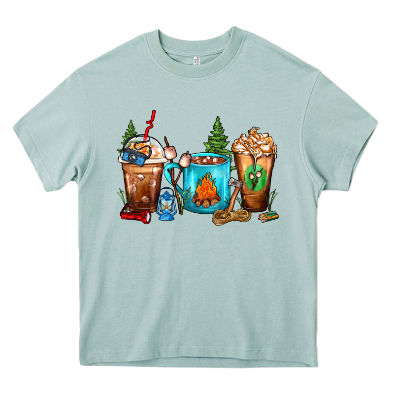 Camping Coffee Cups Heavy Core Tee by FaDigitalArtStudio | Teevron
