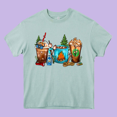 Camping Coffee Cups Heavy Core Tee Designed By Fadigitalartstudio