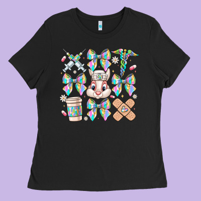 Easter Bow Ladies Tee Designed By Cowhidedigitalart