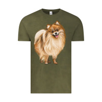 Vintage Olive Pomeranian Dog Illustrations Vintage Tee - LillyAllenDesigns