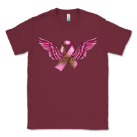 Burgundy Breast Cancer ribbon with angel wings Classic Tee - FaDigitalArtStudio