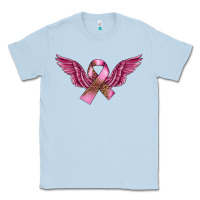 Dusty Blue Breast Cancer ribbon with angel wings Classic Tee - FaDigitalArtStudio