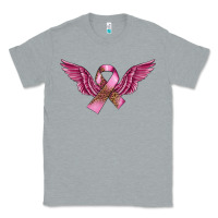 Heather Grey Breast Cancer ribbon with angel wings Classic Tee - FaDigitalArtStudio