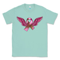 Seafoam Breast Cancer ribbon with angel wings Classic Tee - FaDigitalArtStudio