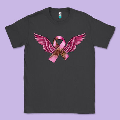Breast Cancer Ribbon With Angel Wings Classic Tee Designed By Fadigitalartstudio