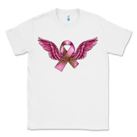 White Breast Cancer ribbon with angel wings Classic Tee - FaDigitalArtStudio