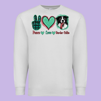 Peace Love Border Collie Premium Sweatshirt Designed By Jasminsmagicworld