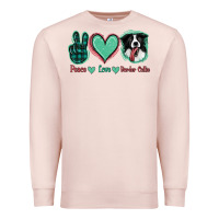 Pale Pink Peace Love Border Collie Premium Sweatshirt - Jasminsmagicworld