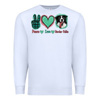White Peace Love Border Collie Premium Sweatshirt - Jasminsmagicworld