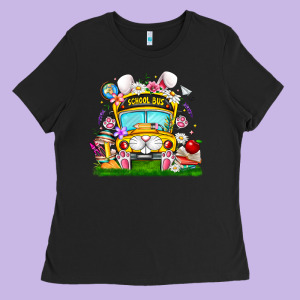 Easter School Bus Ladies Tee Designed By Cowhidedigitalart