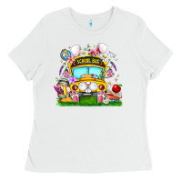 White Easter School Bus Ladies Tee - CowhideDigitalArt