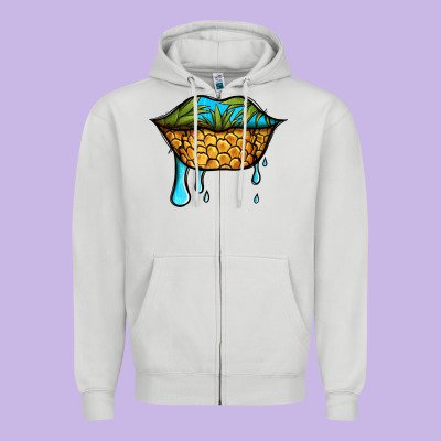 Summer Vibes Pineapple Lips Zipper Hoodie Designed By Jasminsmagicworld