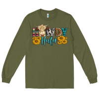 Army Green Western Howdy Heifer With Simmental Cow Long Sleeve Tee - LillyAllenDesigns