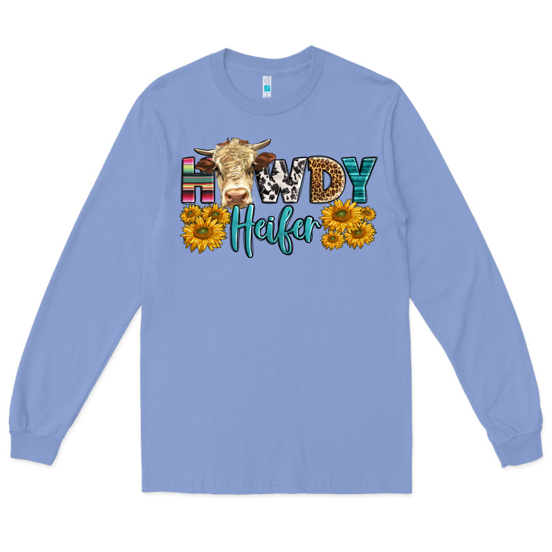 Western Howdy Heifer With Simmental Cow Long Sleeve Tee by LillyAllenDesigns | Teevron