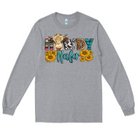 Heather Grey Western Howdy Heifer With Simmental Cow Long Sleeve Tee - LillyAllenDesigns