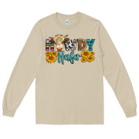 Mushroom Western Howdy Heifer With Simmental Cow Long Sleeve Tee - LillyAllenDesigns
