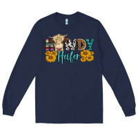 Navy Western Howdy Heifer With Simmental Cow Long Sleeve Tee - LillyAllenDesigns