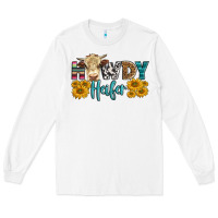 White Western Howdy Heifer With Simmental Cow Long Sleeve Tee - LillyAllenDesigns