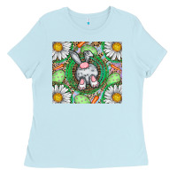 Baby Blue Easter Bunny Ladies Tee - CowhideDigitalArt