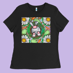 Easter Bunny Ladies Tee Designed By Cowhidedigitalart