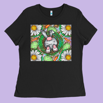 Easter Bunny Ladies Tee Designed By Cowhidedigitalart