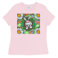 Bubblegum Pink Easter Bunny Ladies Tee - CowhideDigitalArt