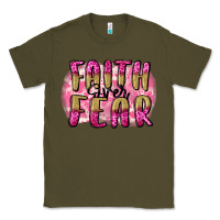 Army Green Faith over fear  Breast Cancer Awareness Classic Tee - FaDigitalArtStudio