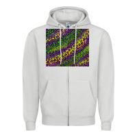 Dove Grey mardi gras leopard background Zipper Hoodie - RanaPortraitStore