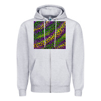 Heather Grey mardi gras leopard background Zipper Hoodie - RanaPortraitStore