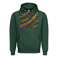 Sports Green mardi gras leopard background Zipper Hoodie - RanaPortraitStore