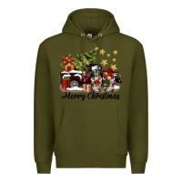 Army Green merry christmas gnomes truck Premium Hoodie - BarkalooDesign