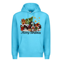 Ocean Blue merry christmas gnomes truck Premium Hoodie - BarkalooDesign
