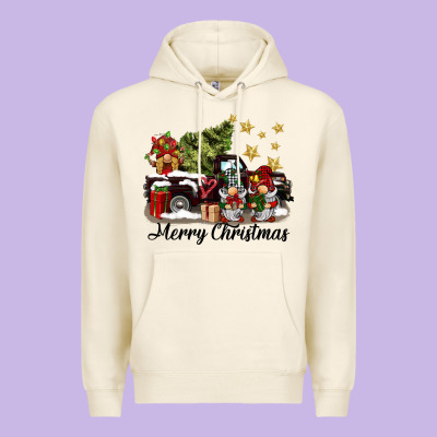 Merry Christmas Gnomes Truck Premium Hoodie Designed By Barkaloodesign