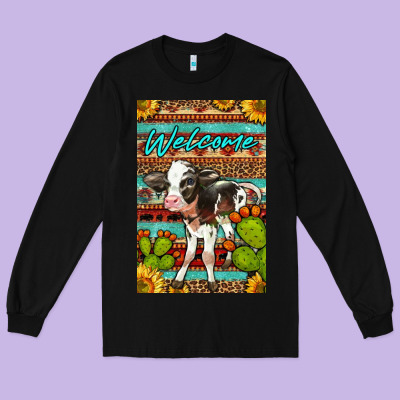 Welcome Cute Baby Calf Long Sleeve Tee Designed By Lillyallendesigns