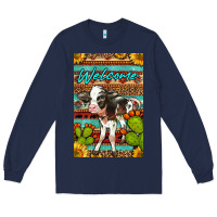 Navy Welcome Cute Baby Calf Long Sleeve Tee - LillyAllenDesigns
