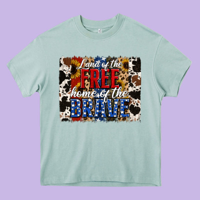 Land Of The Free Home Of The Brave Brushstroke Heavy Core Tee Designed By Jasminsmagicworld