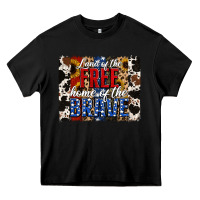 Black Land of the Free Home of the Brave Brushstroke Heavy Core Tee - Jasminsmagicworld