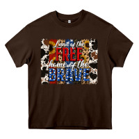 Chocolate Brown Land of the Free Home of the Brave Brushstroke Heavy Core Tee - Jasminsmagicworld