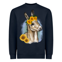 Navy Sunflower Baby Donkey Heavyweight Sweatshirt - RanaPortraitStore