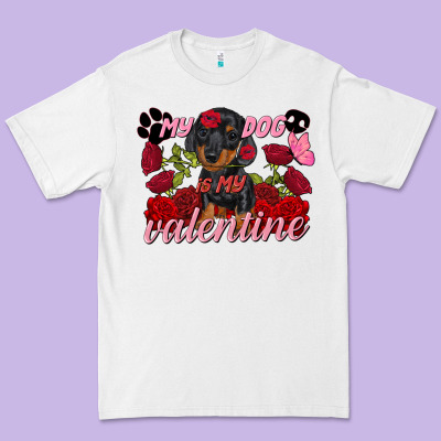 My Dog Is My Valentine Valentine's Day Premium Tee Designed By Fadigitalartstudio