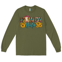 Army Green Western Howdy Heifer With Charolais Cow Long Sleeve Tee - LillyAllenDesigns