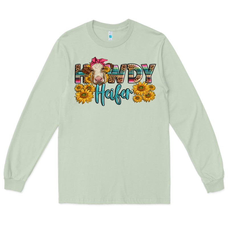 Western Howdy Heifer With Charolais Cow Long Sleeve Tee by LillyAllenDesigns | Teevron
