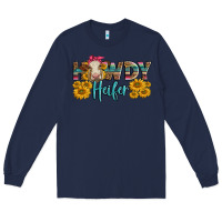 Navy Western Howdy Heifer With Charolais Cow Long Sleeve Tee - LillyAllenDesigns
